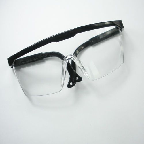 1X Safety Glasses Clear Lens Black Frame Adjustable Style Impact Resistant