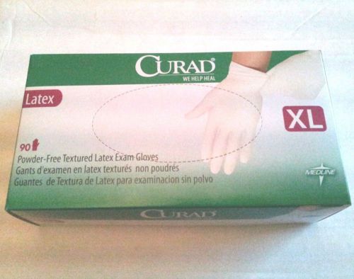 NEW 5 Boxes of 90 Medline Curad Powder-Free Latex Exam Gloves X-Large CUR8107 XL