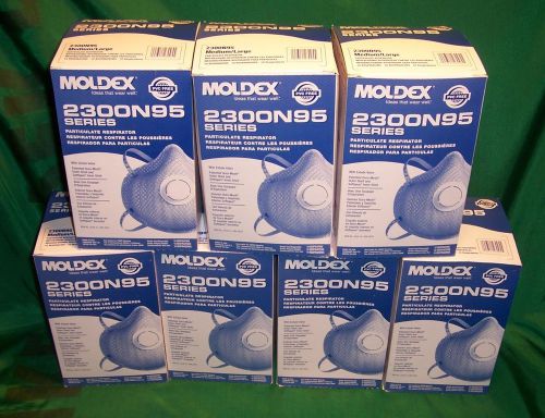 7 boxes moldex 2300 n95 respirator w/valve case 70 masks for sale