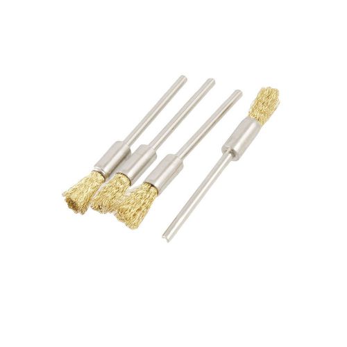 4 Pcs 2/32&#034; 2.4mm Shank Gold Tone Brass Pencil Cup Brush for Die Grinder