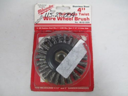 NEW MILWAUKEE 48-52-2225 FULL CABLE TWIST STAINLESS WIRE WHEEL BRUSH 4IN D216053
