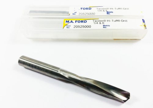 (lot of 2) 1/4&#034; ma ford twister hi-tuff solid carbide screw machine drill (k740) for sale