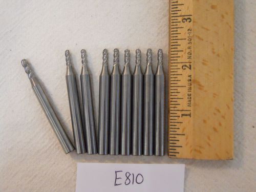9 NEW 6 MM SHANK CARBIDE ENDMILLS. 4 FLUTE. BALL. MADE IN THE USA  {E810}