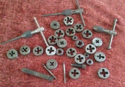 MIXED LOT OF 20+ PIECES TAPS AND DIES A FEW NAMES HANSOME FREM HANDY GREENFIELD