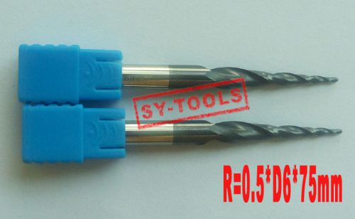1pc  R0.5*D6*30.5*75 Solid Carbide tapered Ball nose endmill coating TiAlN HRC55