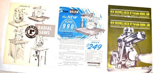 1960&#039;s rockwell radial arm saw catalog . r-65 &amp; 3 radial saw flyers #rr27 for sale