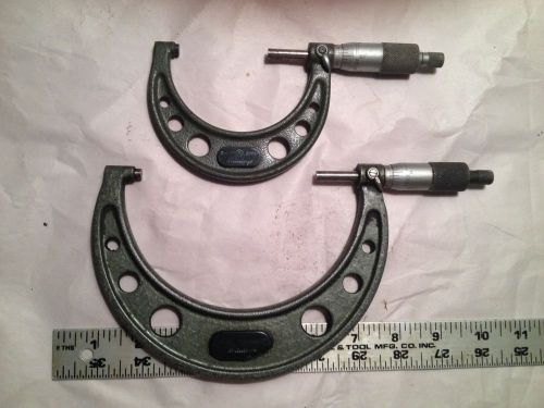 MACHINIST TOOLS TWO MITUTOYO OUTSIDE MICROMETERS #103-219A 4&#034;-5&#034; &amp; 103-217 2&#034;-3&#034;