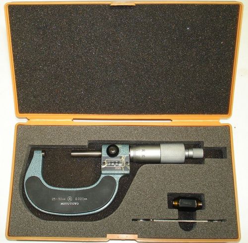Mitutoyo #193-112 Digit Outside Micrometer, Ratchet Stop, 25-50mm Range, 0.001mm