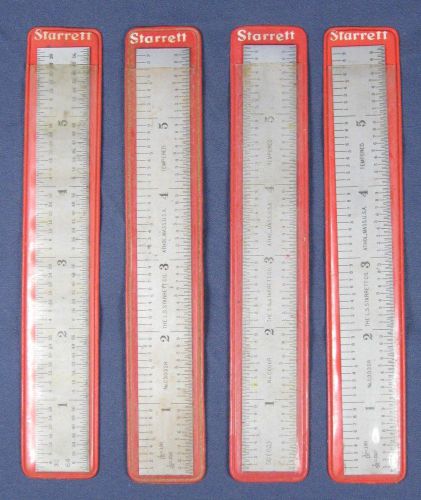 Starrett Satin Rule Scale 6&#034; 6 inch Lot of 4 Measuring English C606R C303SR