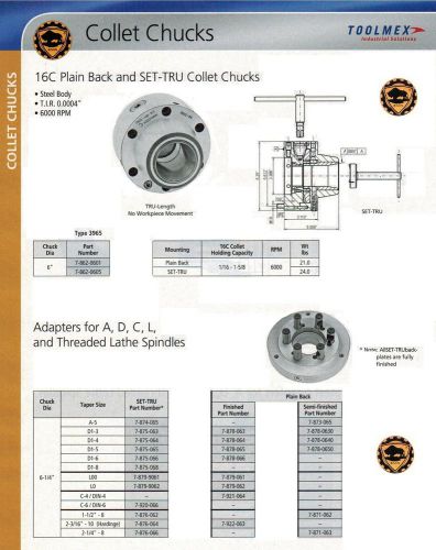 16c bison lathe collet chuck + adapter plate for sale