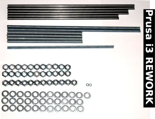 Iron Smooth &amp; Threaded Rods &amp; Nuts kit - Prusa i3 REWORK Frame Reprap 3D printer