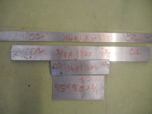4 Hardening Flat Stock Steel O1 1/16 x 1 x 23 1/8&#034; 3/8 x 1 1/2 x 14 3/8 &#034;