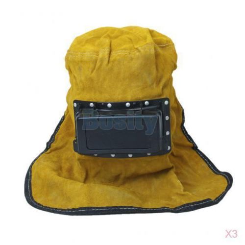 3x comfortable leather welder welding work hood helmet 13&#034; for sale