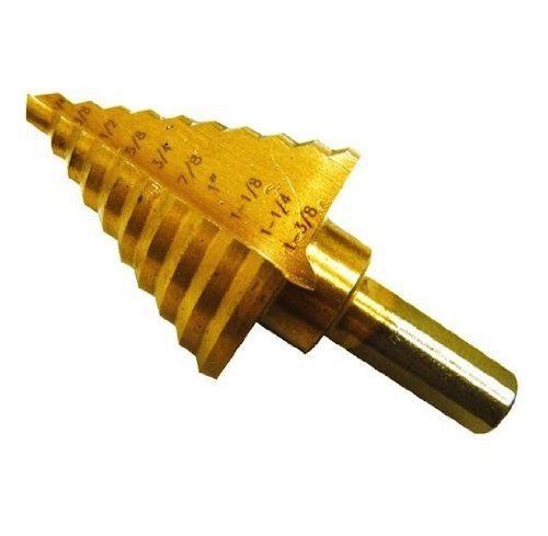 New capri tools titanium step drill bit, 1/4 to 1-3/8 in 1/8-inch increments for sale