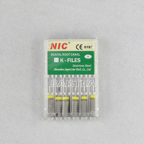 1 Pack Dental NIC Niti hand use 8#,25mm Stainless steel K file 6 pcs/Pack