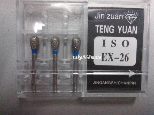 1 Box Dental Diamond Burs for High Speed  Handpiece Medium FG 1.6mm EX-26