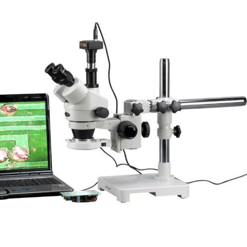 3.5x-180x led boom stand stereo zoom microscope + 5mp camera for sale