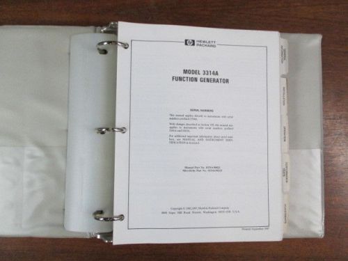 HP Operating Manual 3314A Function Generator 03314-90001-E0687 Hardcover