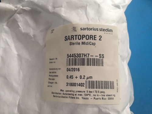 Sartopore 2 Sterile Midicap #5445307H7--00 Filter Capsules 0.45 + 0.2um Lot of