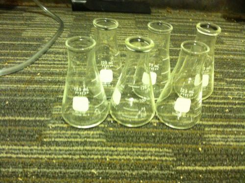 Lot Of 6 Pyrex 125ml Wide Mouth Flask