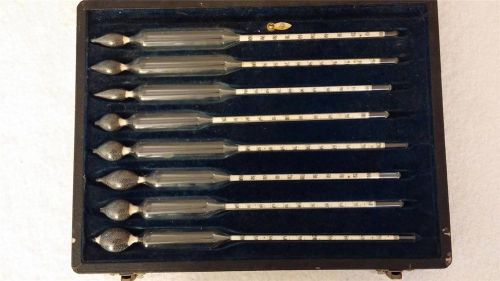 Antique Hydrometer Kit Full Set of 8 Specific Gravity Scale in Eagle Lock Case