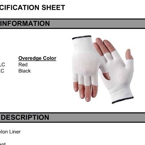 Cleanroom Glove Liners Half Finger Style 24 Per Pack Womens M006W.WLC