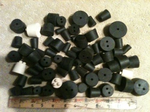 over 70 lab rubber stoppers various sizes and types