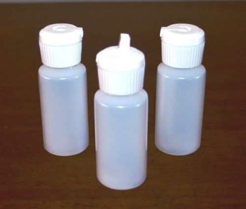 Plastic bottle w/white turret lid, 1-oz., (hdpe), 100-pack, new for sale