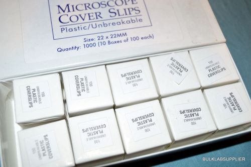 1,000pcs Microscope Cover Slips Unbreakable Plastic Cover slips 22mm x 22mm