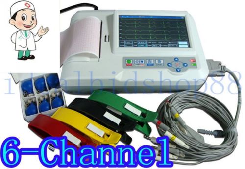 Colore-touch screen 6 canali elettrocardiografo ecg macchina ecg macchina &amp; sw for sale