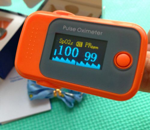 Orange oled fingertip pulse oximeter with audio alarm &amp; pulse sound spo2 monitor for sale