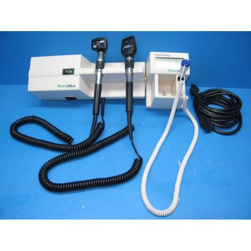 Welch allyn 767 transformer w/ otoscope &amp; ophthalmoscope heads &amp; suretemp thermo for sale