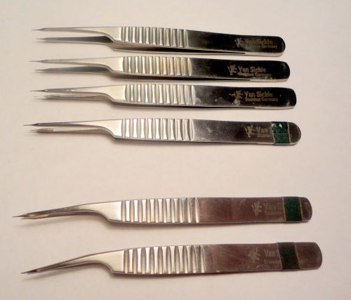 lot 6 Van Sickle Medical thin tip forceps stainless Germany