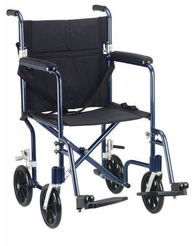 Drive Medical FW17BL Fly Weight Transport Chair, 17 Inch, Blue