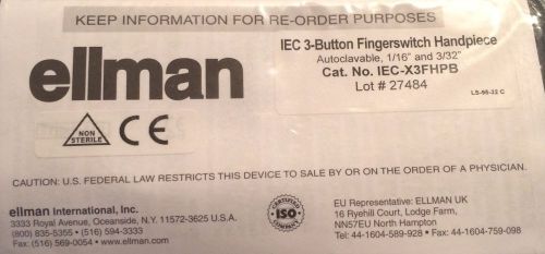 ELLMAN REUSABLE IEC 3-BUTTON FINGERSWITCH HANDPIECE CAT. NO. IEC-X3FHPB