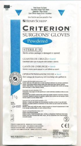 1 Pair Sealed Criterion Powdered Sterile Surgeons&#039; Gloves  Size 7 1/2