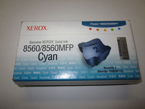 NEW Genuine Xerox 108R00723 Cyan Solid Ink (3pk) Sealed ! Phaser 8560 8560MFP