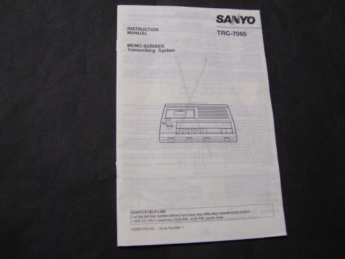GENUINE SANYO MEMO-SCRIBER MANUAL ONLY Model TRC-7060 Hard Copy English Spanish