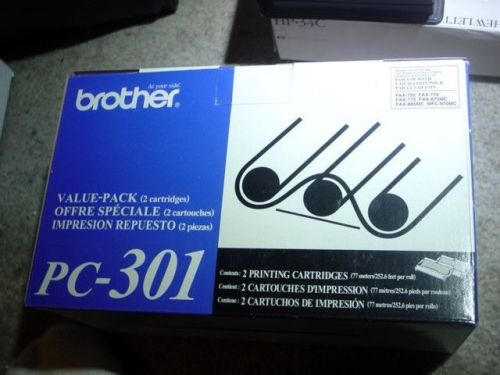free ship BROTHER PC301  2-pack FAX TONER  - GENUINE - NIB TWIN PACK  VALUE PACK