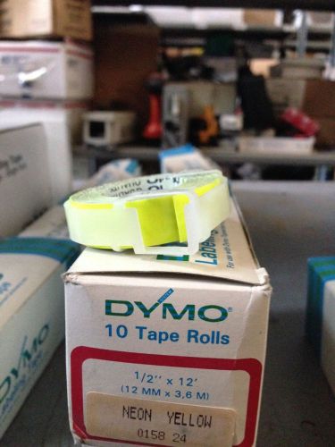 10 Pack Dymo 1/2&#034; x 12&#039; NEON YELLOW Embossing Tape Label Magazine Maker Printer