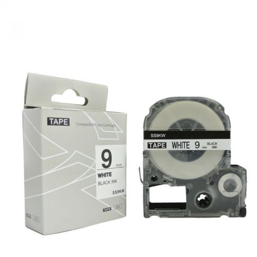 Label tape ss9kw (lc-3wbn9) black on white 9mm*8m compatible for  epson lw-500 for sale