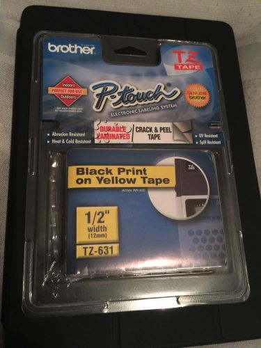 Brother P Touch TZ-631 Tape - Black On Yellow - 1/2&#034; width