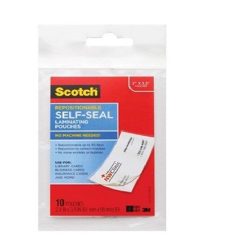 Scotch Repositionable Self-Seal Laminating Business Card Size - 10 Pack