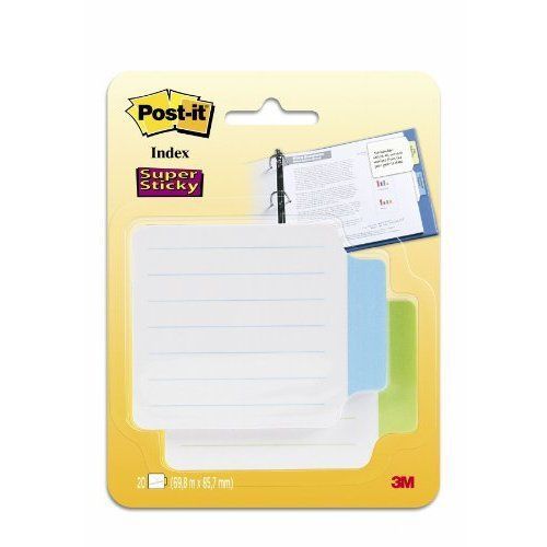 Post-it 87.5mm x 69.8mm super sticky note taking tabs - white/ 10 tabs with blue for sale