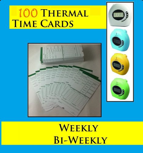 100x weekly biweekly time clock cards for attendance payroll recorder thermal for sale
