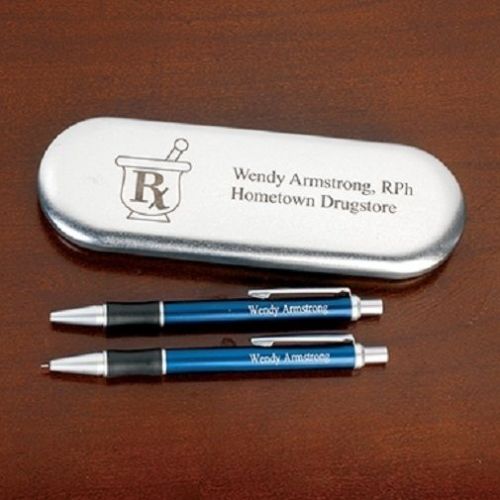Health Care Logistics Personalized Tin with Pen and Pencil Set- 1 Each - Alum