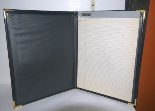 Leather portfolio binder/organizer 12 x 9  in black w/ legal pad./refillable for sale