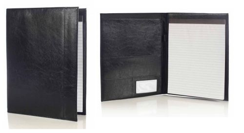 Deluxe Black Padfolio With Inside Pocket Organizer, Simple Corporate Organizer
