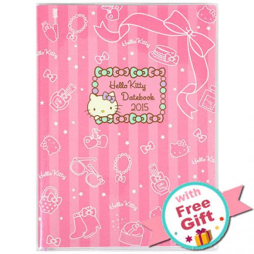2015 Hello Kitty Schedule Book Monthly Planner Pocket  A6 Pink Sanrio + Gift