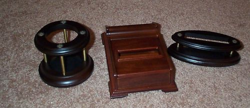 BOMBAY 3 PIECE SOLID MAHOGANY WOOD DESK SET ACCESSORIES FOR PENS PADS NEW IN BOX
